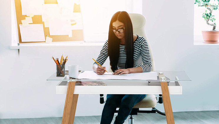 bonVIVO Massimo Modern Glass Desk